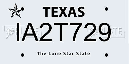 IA2T729 Texas License Plate
