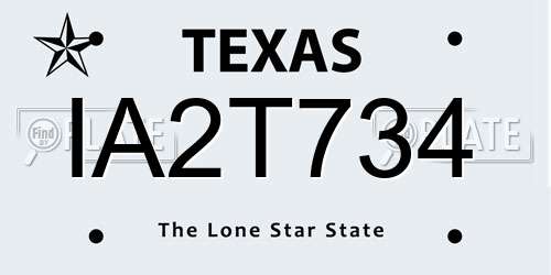 IA2T734 Texas License Plate