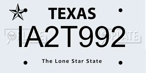 IA2T992 Texas License Plate