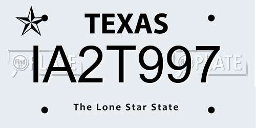 IA2T997 Texas License Plate