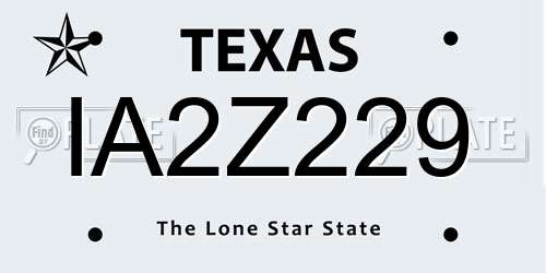 IA2Z229 Texas License Plate