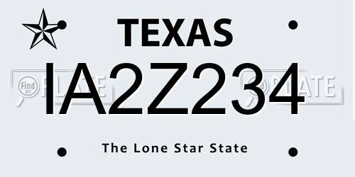 IA2Z234 Texas License Plate