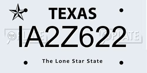 IA2Z622 Texas License Plate