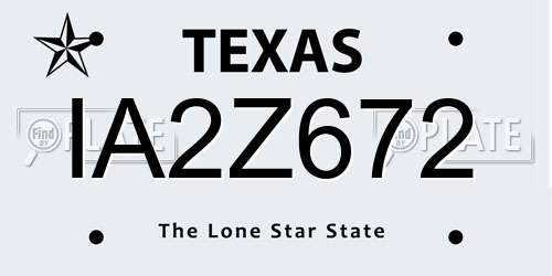 IA2Z672 Texas License Plate