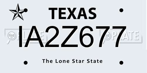 IA2Z677 Texas License Plate