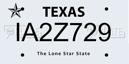 IA2Z729 Texas License Plate