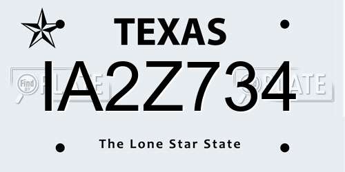 IA2Z734 Texas License Plate