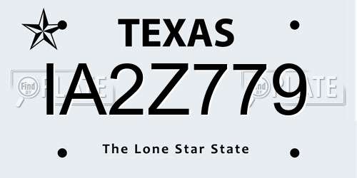 IA2Z779 Texas License Plate