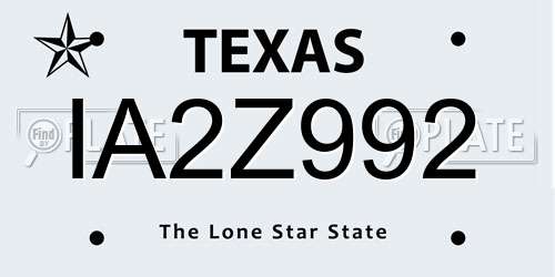 IA2Z992 Texas License Plate