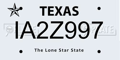 IA2Z997 Texas License Plate