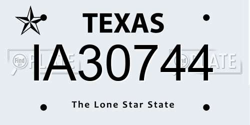 IA30744 Texas License Plate