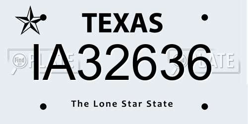 IA32636 Texas License Plate
