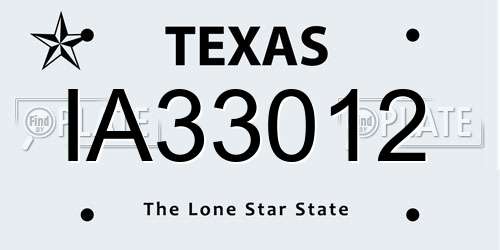 IA33012 Texas License Plate