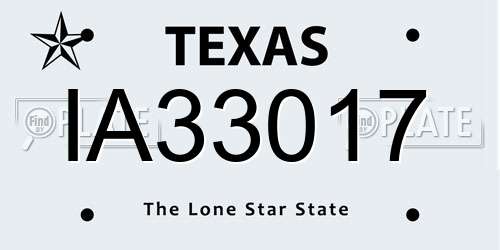 IA33017 Texas License Plate