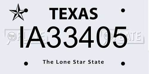 IA33405 Texas License Plate