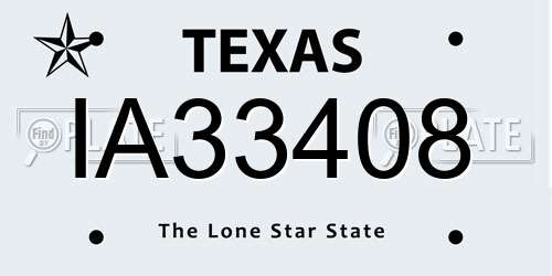 IA33408 Texas License Plate