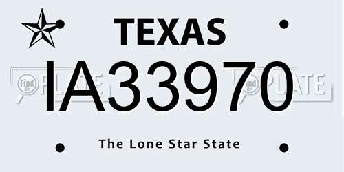 IA33970 Texas License Plate