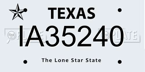 IA35240 Texas License Plate