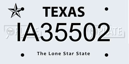 IA35502 Texas License Plate