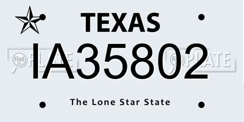 IA35802 Texas License Plate