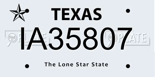 IA35807 Texas License Plate