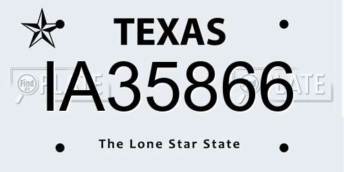 IA35866 Texas License Plate
