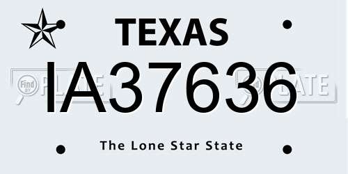 IA37636 Texas License Plate