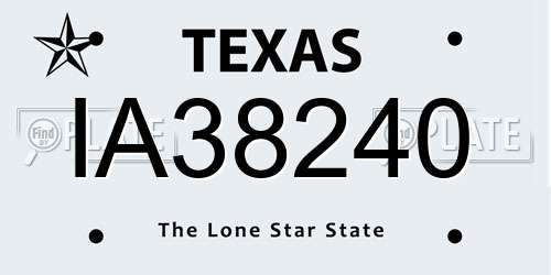 IA38240 Texas License Plate