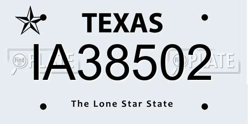 IA38502 Texas License Plate