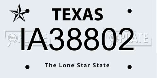 IA38802 Texas License Plate