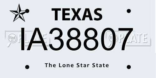 IA38807 Texas License Plate