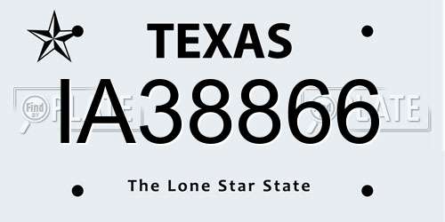 IA38866 Texas License Plate