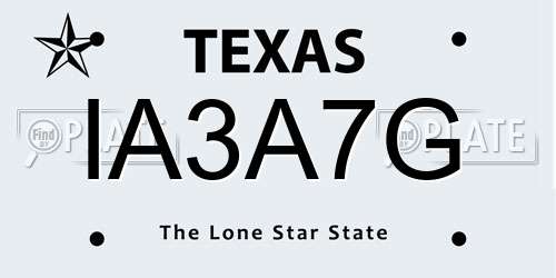 IA3A7G Texas License Plate