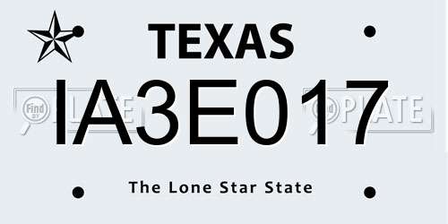 IA3E017 Texas License Plate
