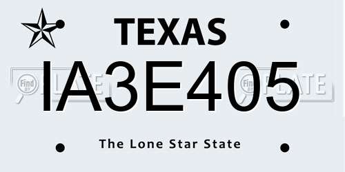 IA3E405 Texas License Plate