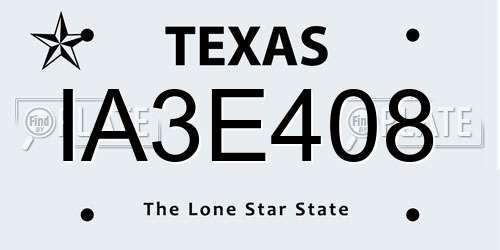 IA3E408 Texas License Plate