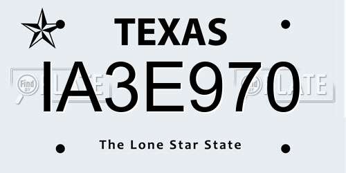 IA3E970 Texas License Plate