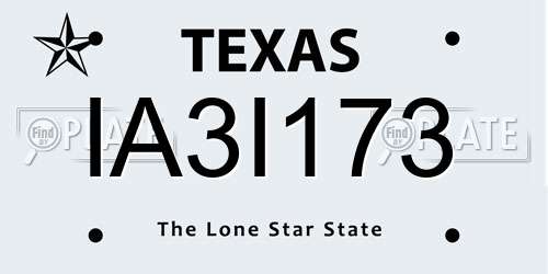 IA3I173 Texas License Plate