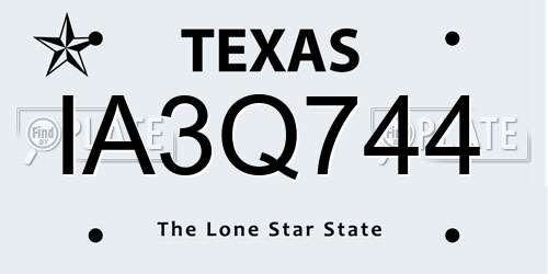 IA3Q744 Texas License Plate