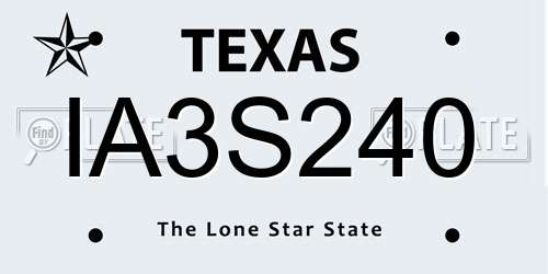 IA3S240 Texas License Plate
