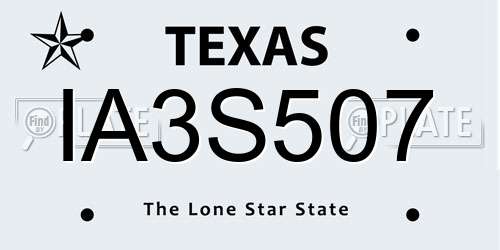 IA3S507 Texas License Plate