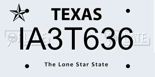 IA3T636 Texas License Plate