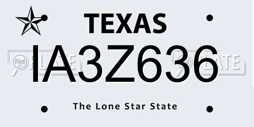 IA3Z636 Texas License Plate