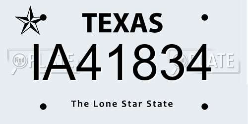 IA41834 Texas License Plate