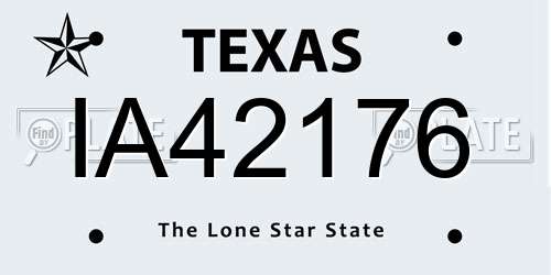 IA42176 Texas License Plate
