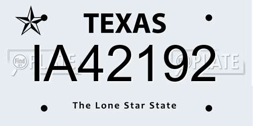 IA42192 Texas License Plate