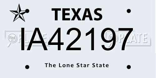 IA42197 Texas License Plate