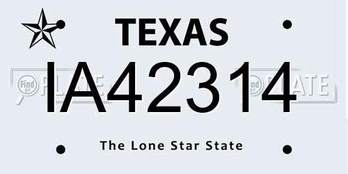 IA42314 Texas License Plate