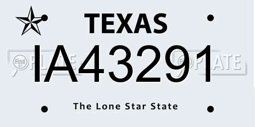 IA43291 Texas License Plate