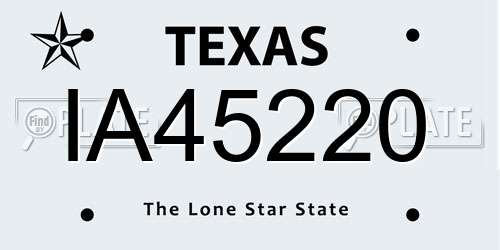 IA45220 Texas License Plate